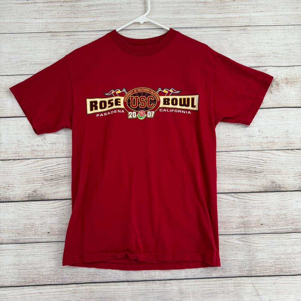 USC Rose Bowl 2007 Pasadena Short Sleeve T-Shirt Mens Medium‎ Red